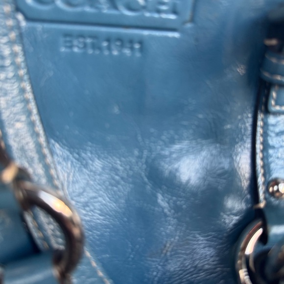 Coach Blue Quilted Leather Tote with Silver Hardware - Picture 3 of 14